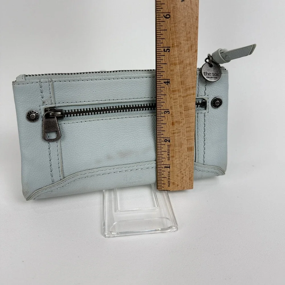 The Sak Collective Pale Blue Leather Zip Top Card‎ Case Wallet